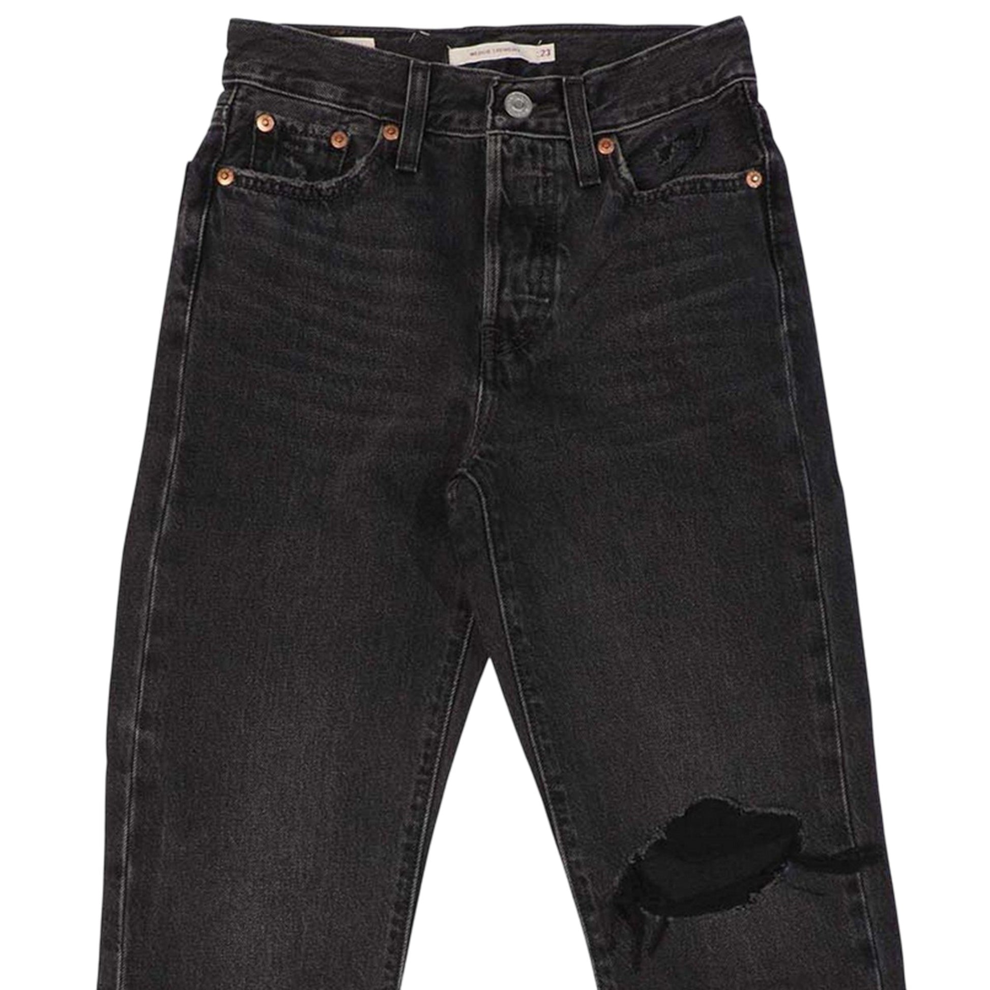 Black - Side - Levis Womens-Ladies Wedgie Straight Leg Jeans