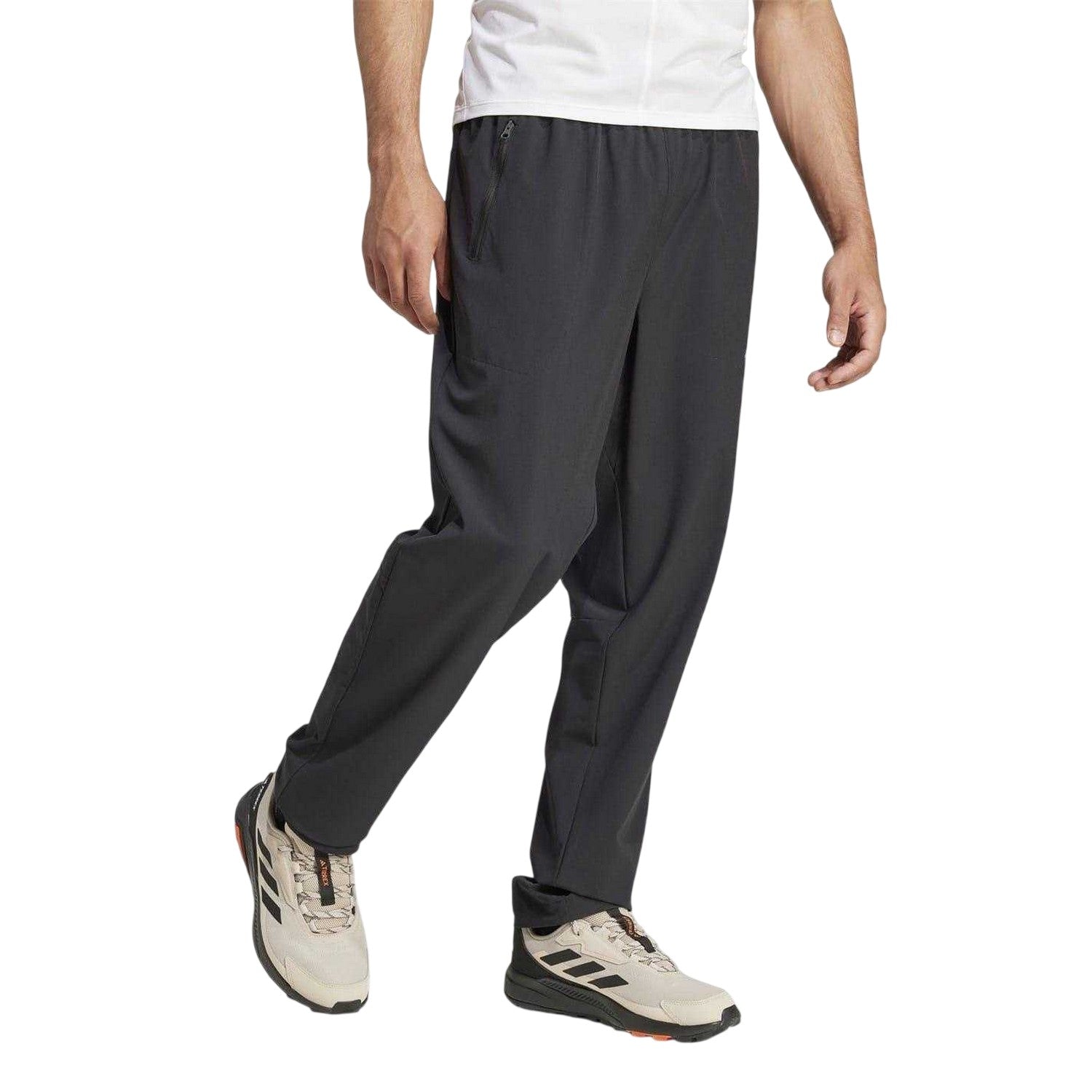 Black - Side - Adidas Mens Essentials Stretch Jogging Bottoms