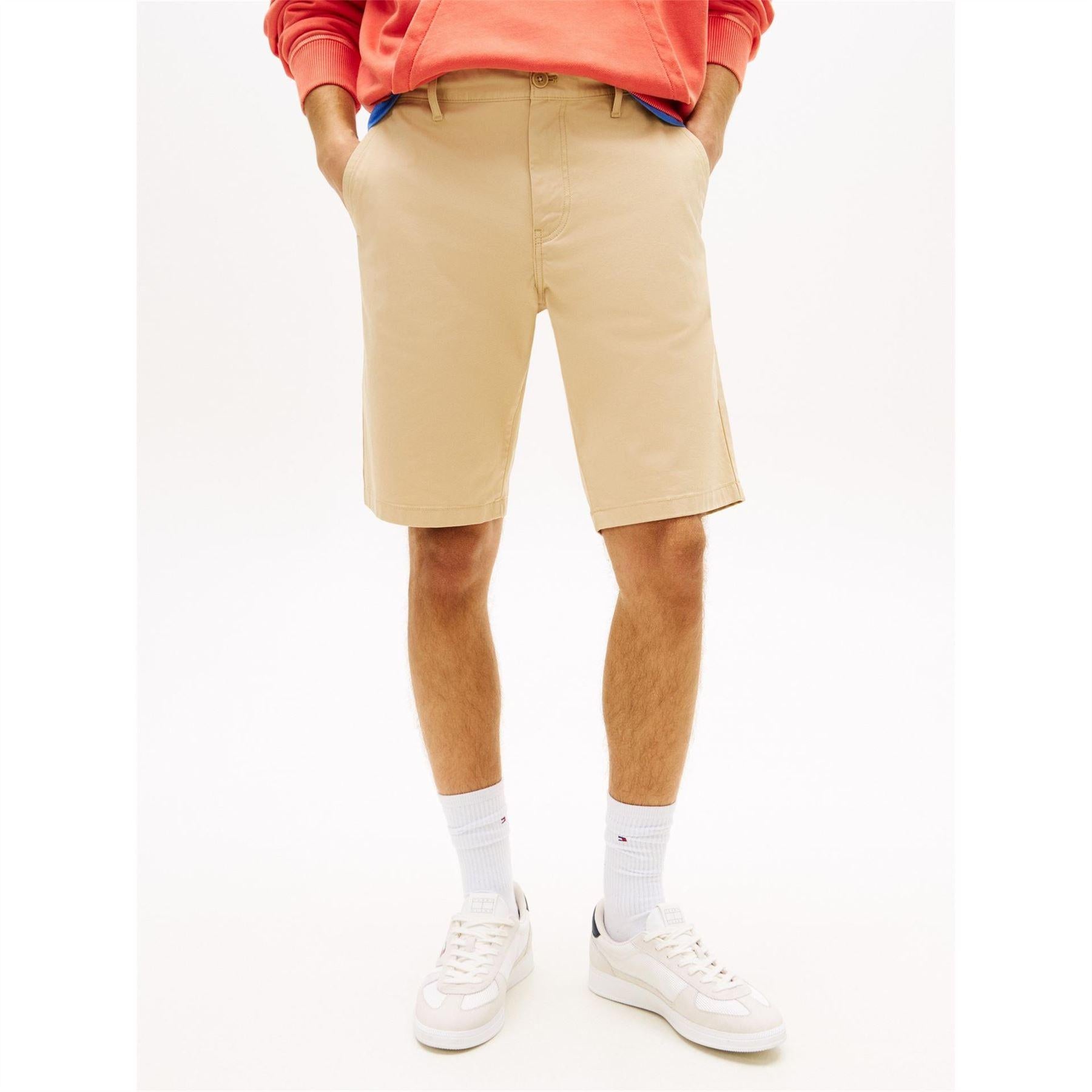 Beige - Back - Tommy Jeans Mens Scanton Tailored Chino Shorts