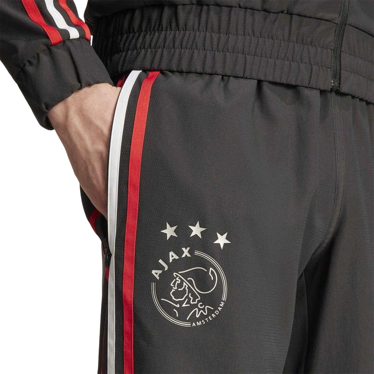 Black-Red-White - Side - Adidas Mens Ajax Amsterdam Tracksuit Bottoms
