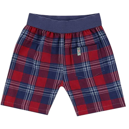 Blue-Red - Back - Lilly & Sid Childrens-Kids Plaid Reversible Shorts