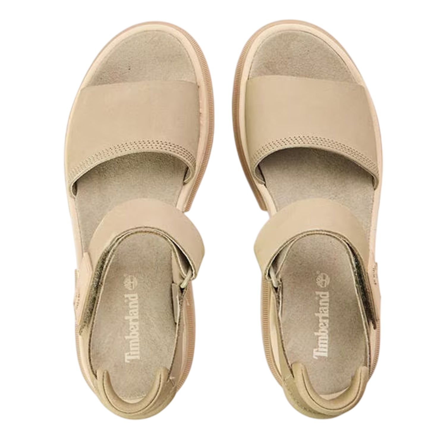 Light Taupe - Side - Timberland Womens-Ladies Nubuck Backstrap Flatform Sandals