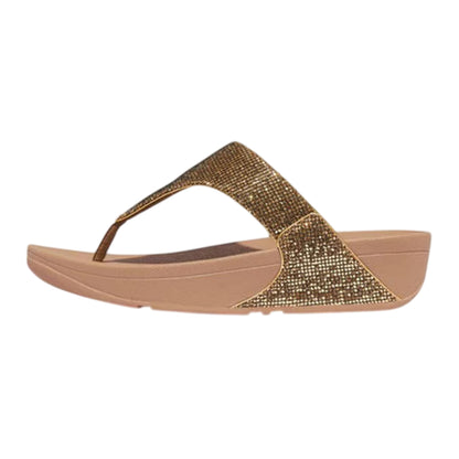 Gold - Back - Fit Flop Womens-Ladies Lulu Glitterball Toe Post Wedge Sandals