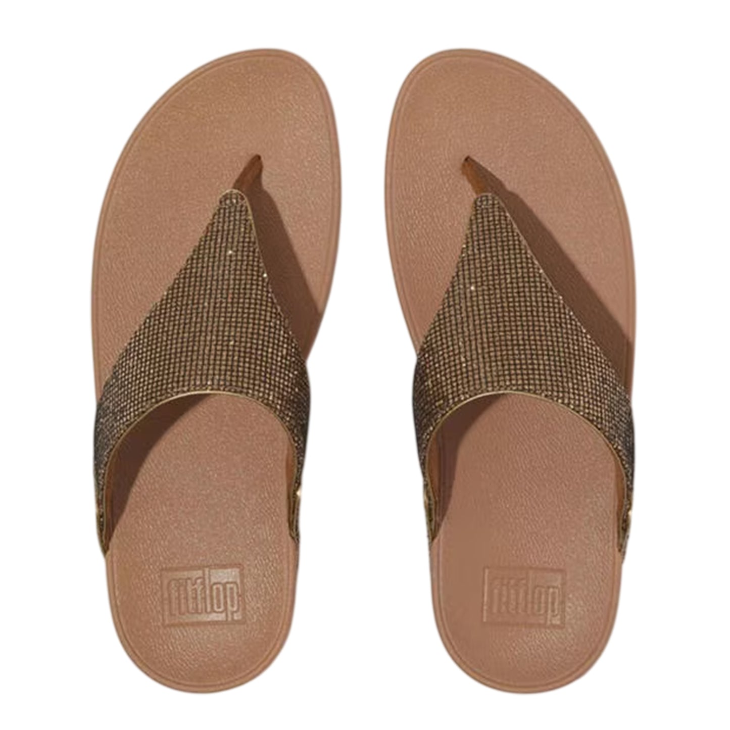 Gold - Side - Fit Flop Womens-Ladies Lulu Glitterball Toe Post Wedge Sandals