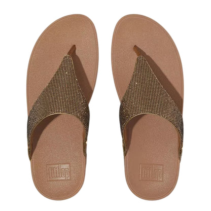 Gold - Side - Fit Flop Womens-Ladies Lulu Glitterball Toe Post Wedge Sandals