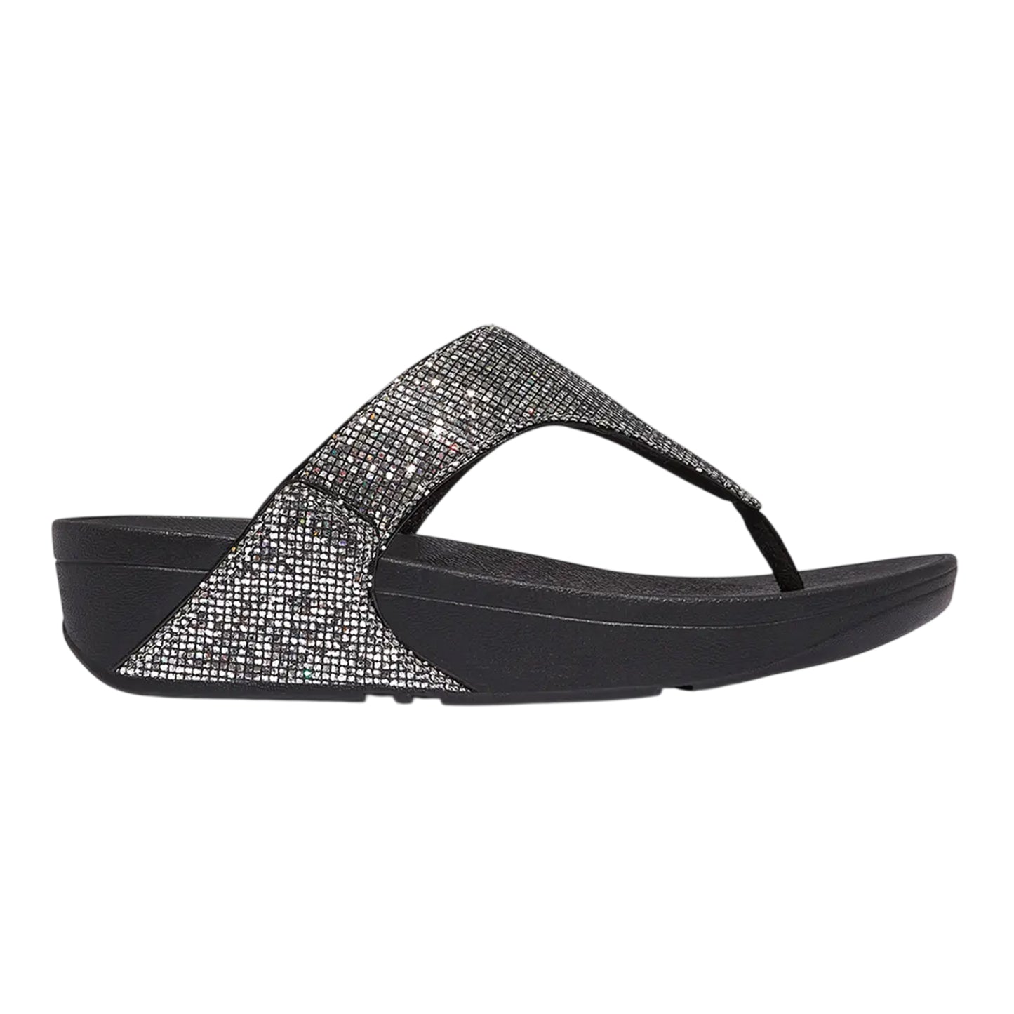 Silver - Front - Fit Flop Womens-Ladies Lulu Glitterball Toe Post Wedge Sandals