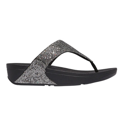 Silver - Front - Fit Flop Womens-Ladies Lulu Glitterball Toe Post Wedge Sandals