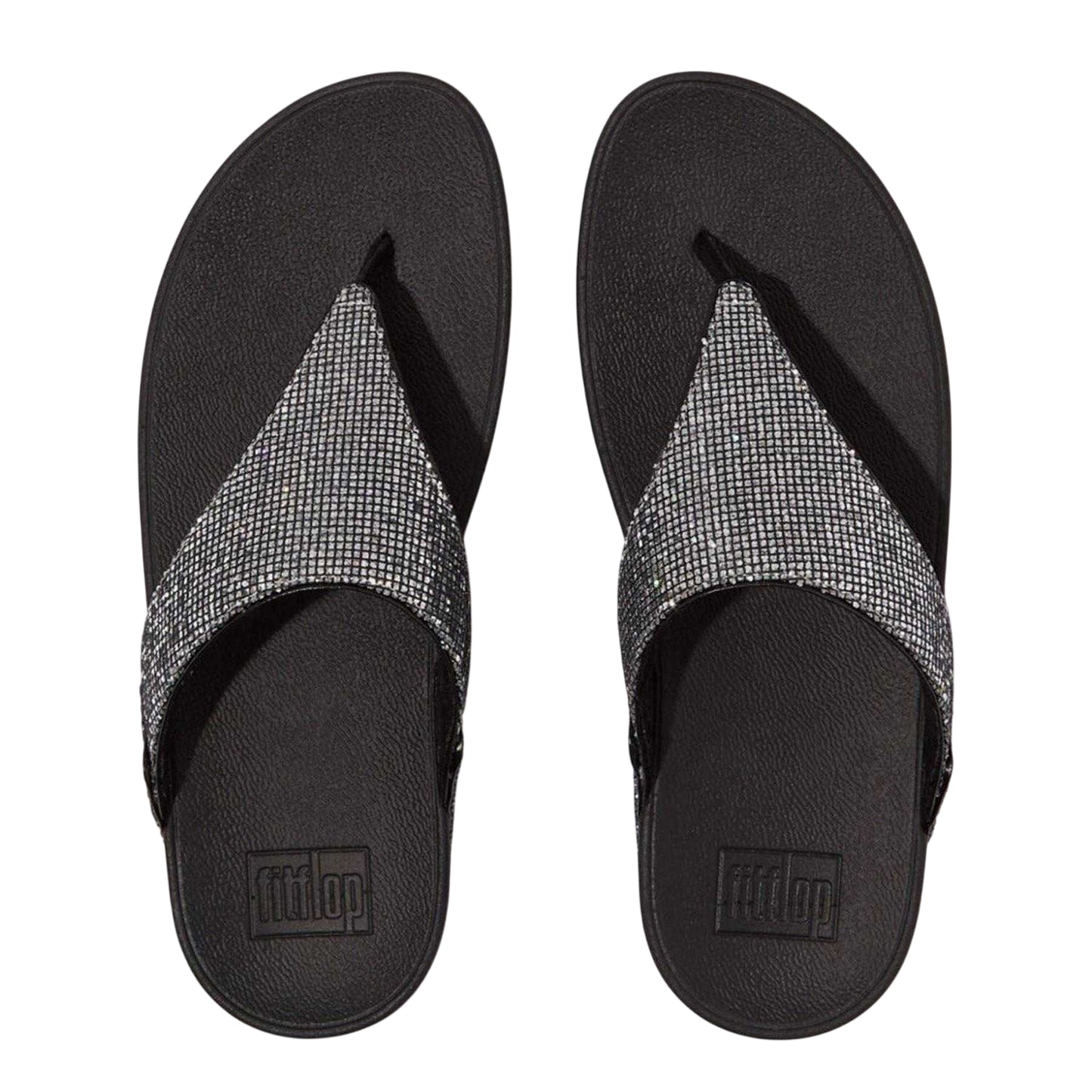 Silver - Side - Fit Flop Womens-Ladies Lulu Glitterball Toe Post Wedge Sandals