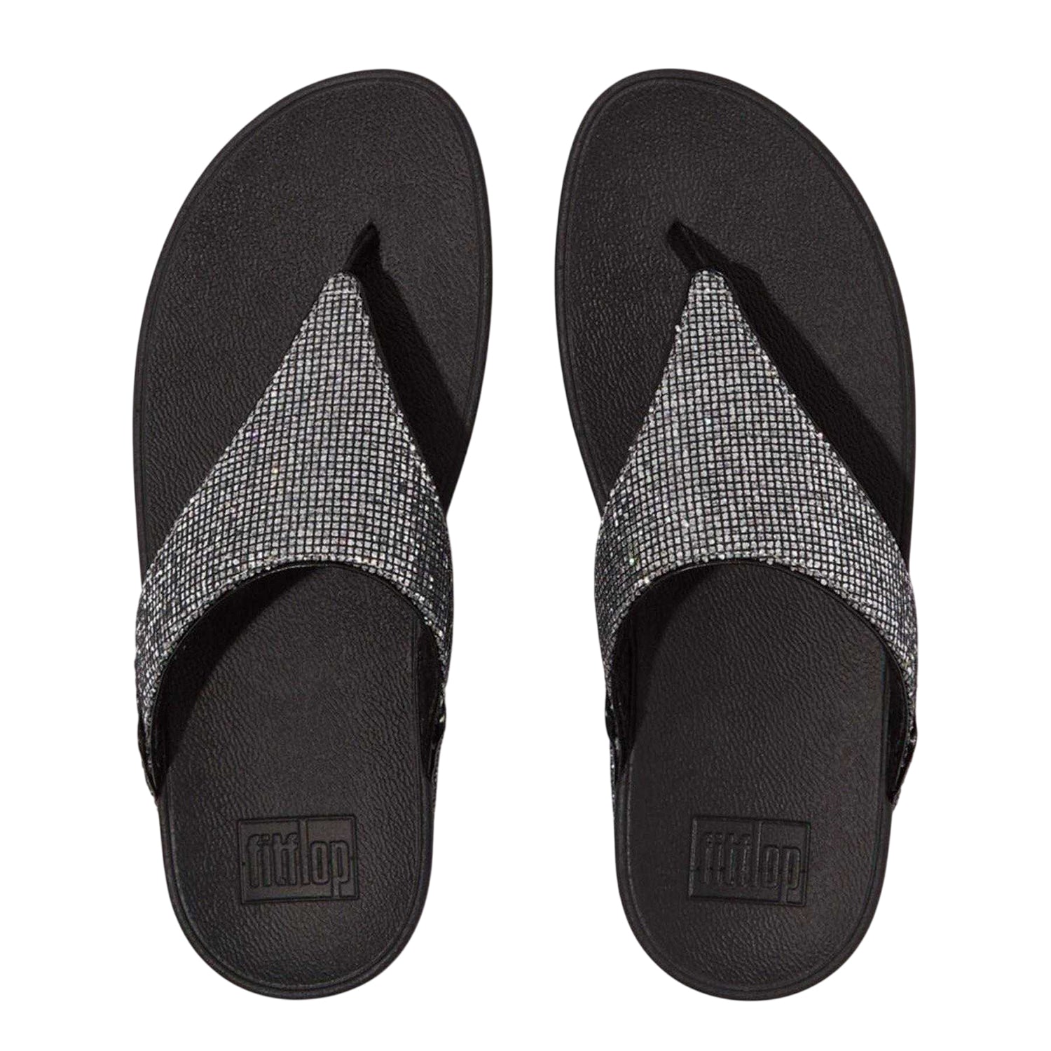 Silver - Side - Fit Flop Womens-Ladies Lulu Glitterball Toe Post Wedge Sandals
