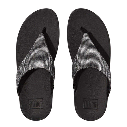 Silver - Side - Fit Flop Womens-Ladies Lulu Glitterball Toe Post Wedge Sandals