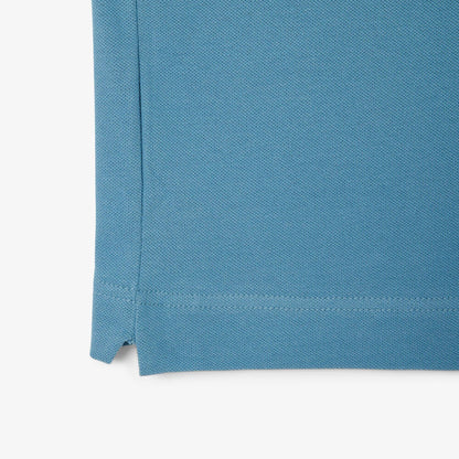 Sky Blue - Close up - Lacoste Mens Paris Piqué Stretch Regular Polo Shirt
