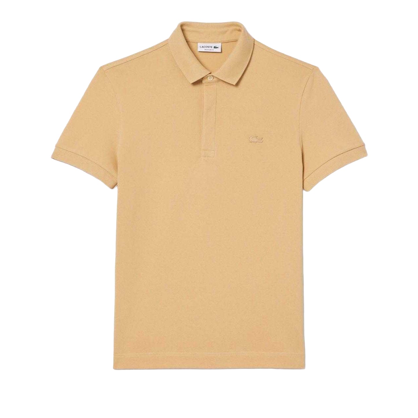 Beige - Front - Lacoste Mens Paris Piqué Stretch Regular Polo Shirt