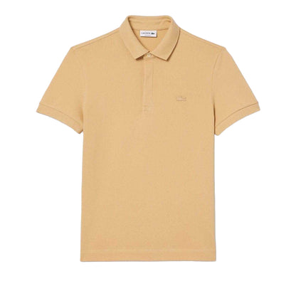 Beige - Front - Lacoste Mens Paris Piqué Stretch Regular Polo Shirt