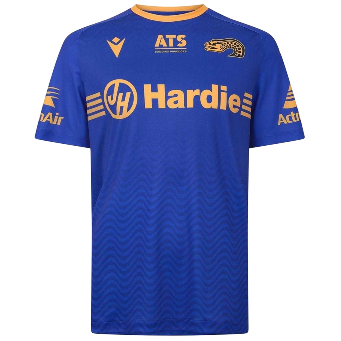Blue-Yellow - Front - Parramatta Eels Mens 2025 Macron Training T-Shirt