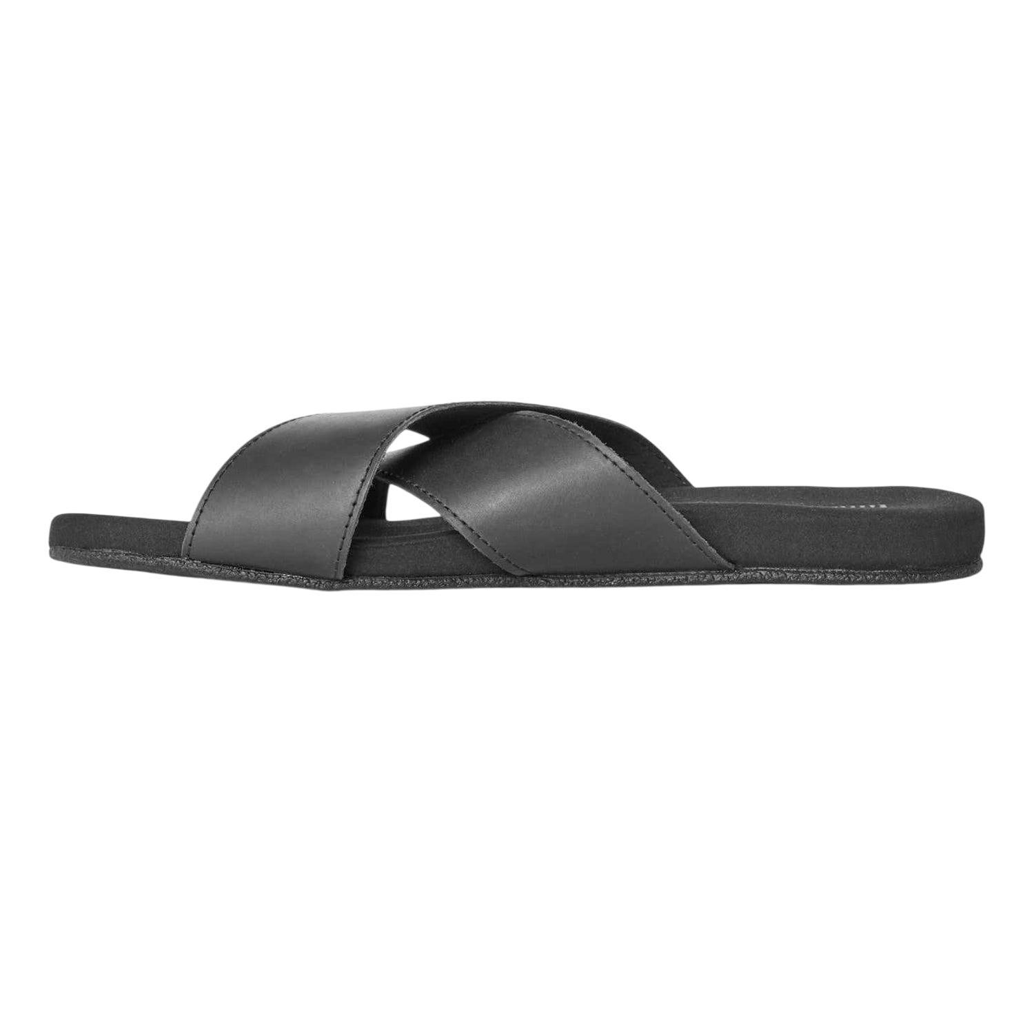 Jet Black - Back - Timberland Mens Seaton Bay Cross Strap Leather Slides