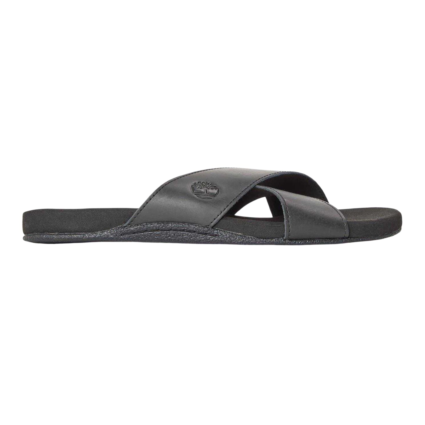 Jet Black - Front - Timberland Mens Seaton Bay Cross Strap Leather Slides