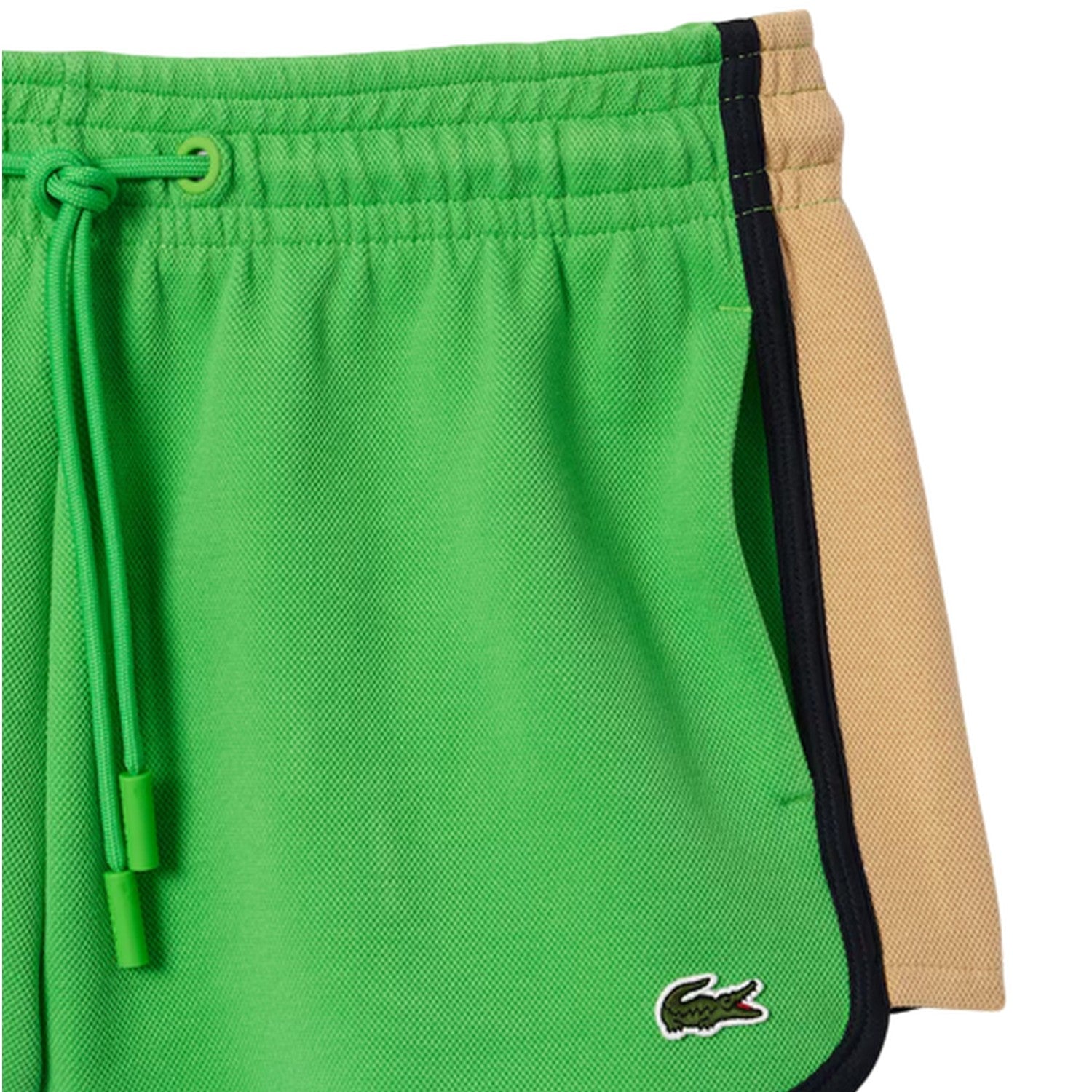 Green - Side - Lacoste Womens-Ladies Cotton Panelled Shorts