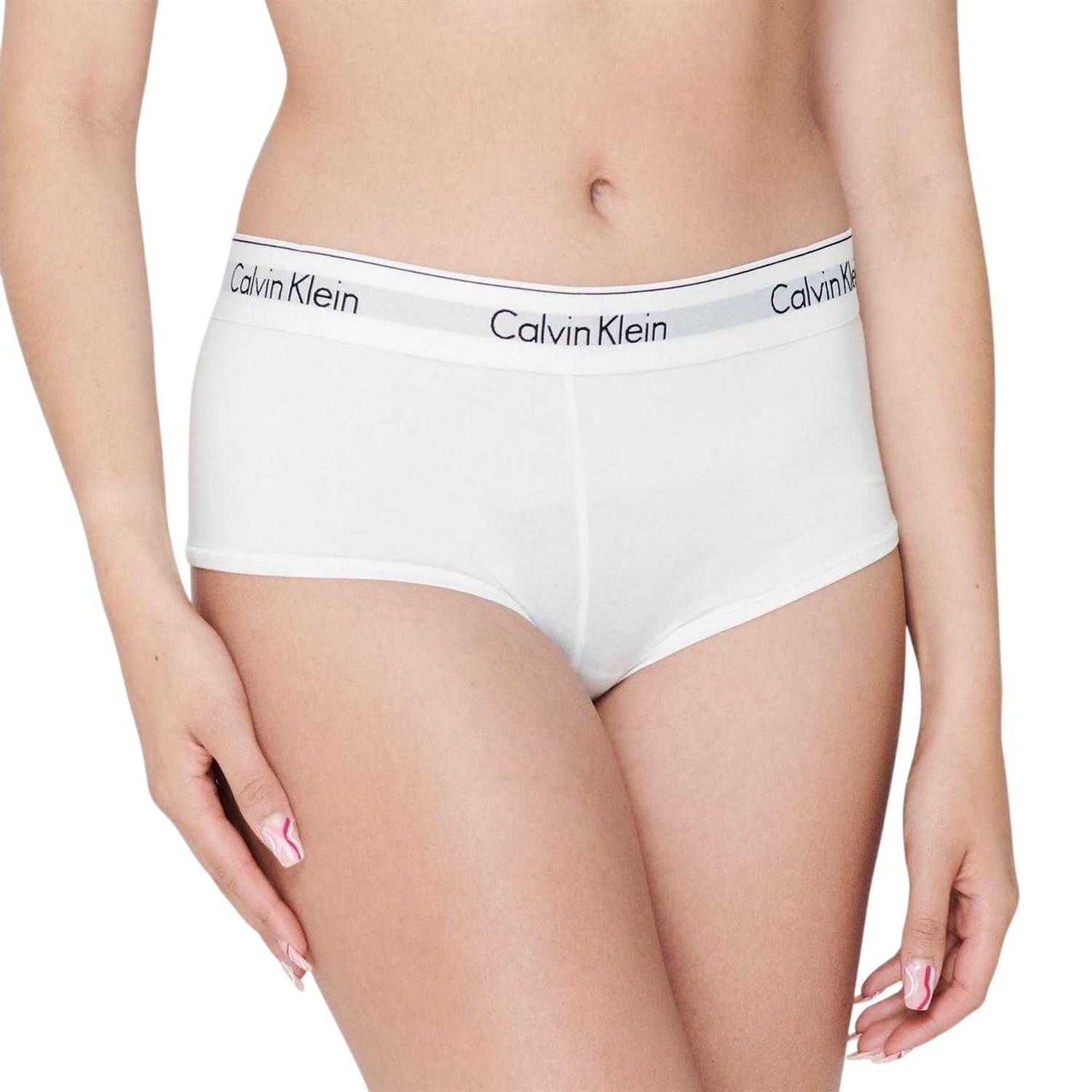 White - Side - Calvin Klein Womens-Ladies Modern Knicker Shorts