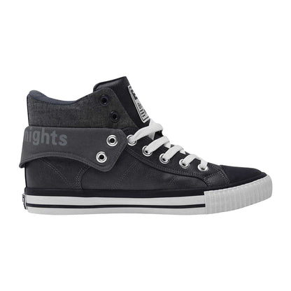 Dark Grey-Black - Front - British Knights Mens Roco Folded Collar High Top Trainers