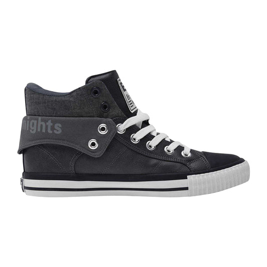 Dark Grey-Black - Front - British Knights Mens Roco Folded Collar High Top Trainers