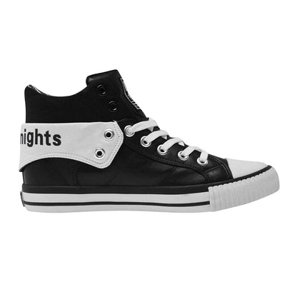 Black-White - Front - British Knights Mens Roco Folded Collar High Top Trainers