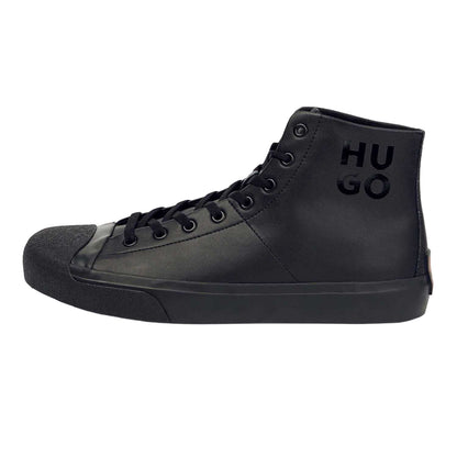 Black - Side - Hugo Mens Dyer Leather High Top Trainers