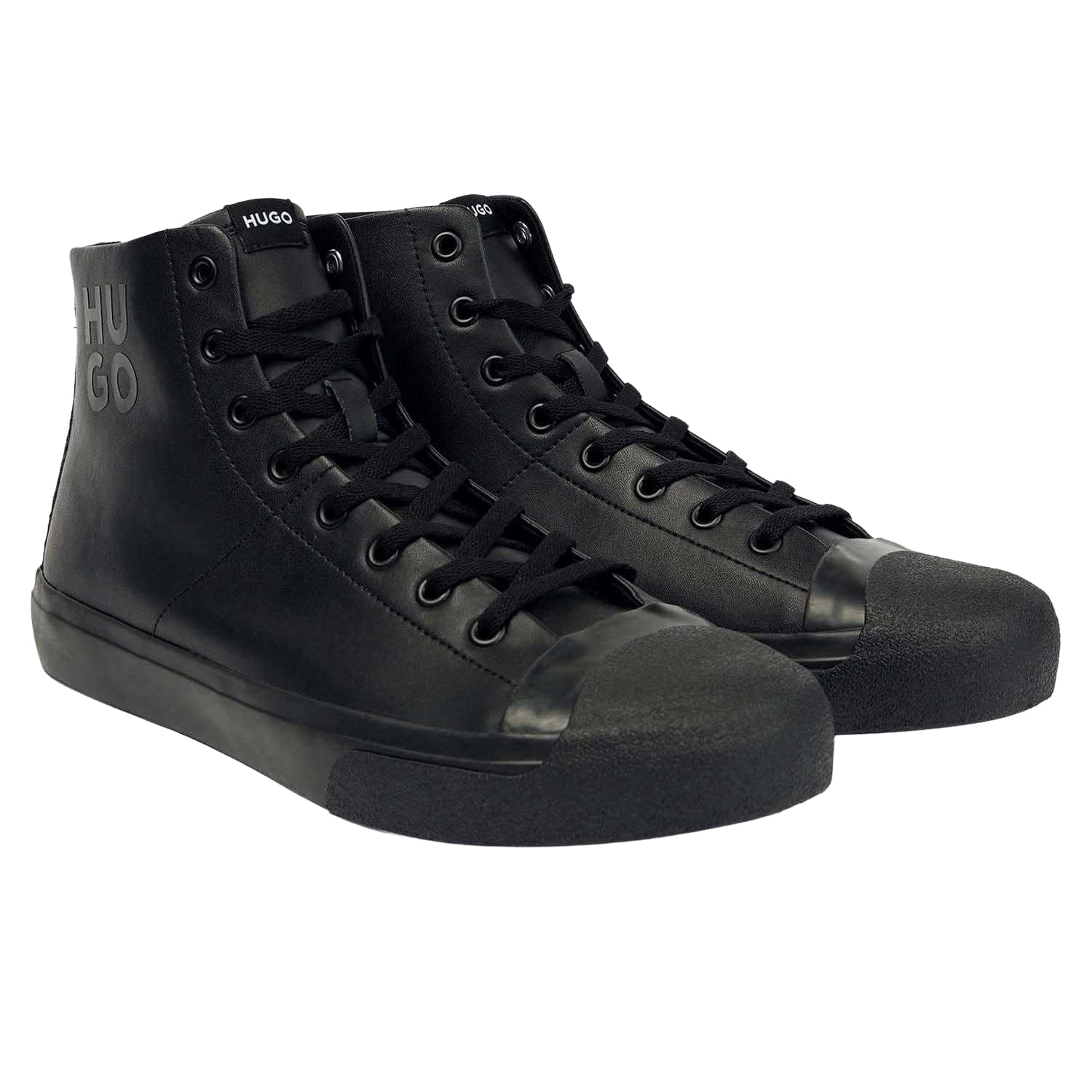 Black - Front - Hugo Mens Dyer Leather High Top Trainers