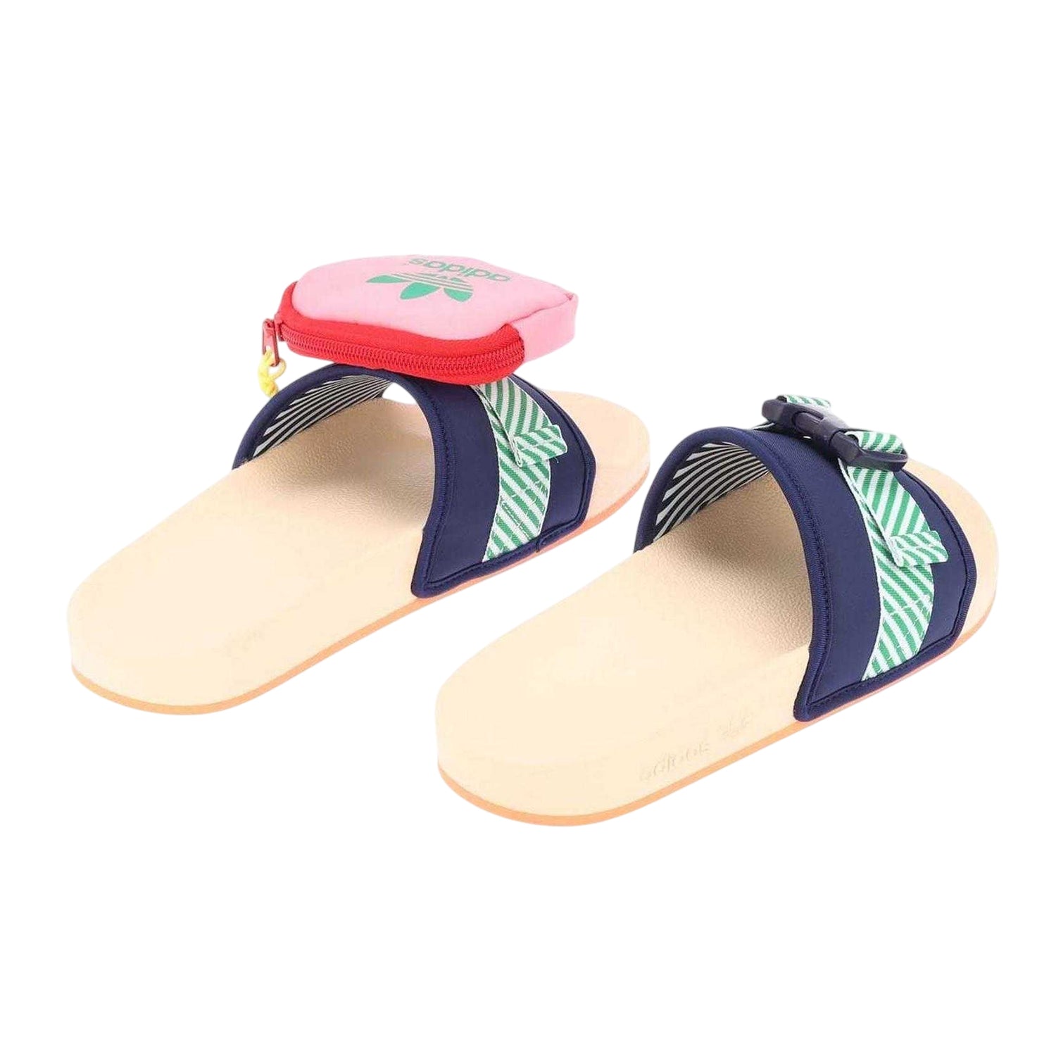 Navy - Back - Adidas Womens-Ladies Adilette Textile Casual Slide