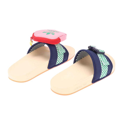 Navy - Back - Adidas Womens-Ladies Adilette Textile Casual Slide