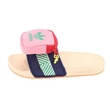 Navy - Side - Adidas Womens-Ladies Adilette Textile Casual Slide
