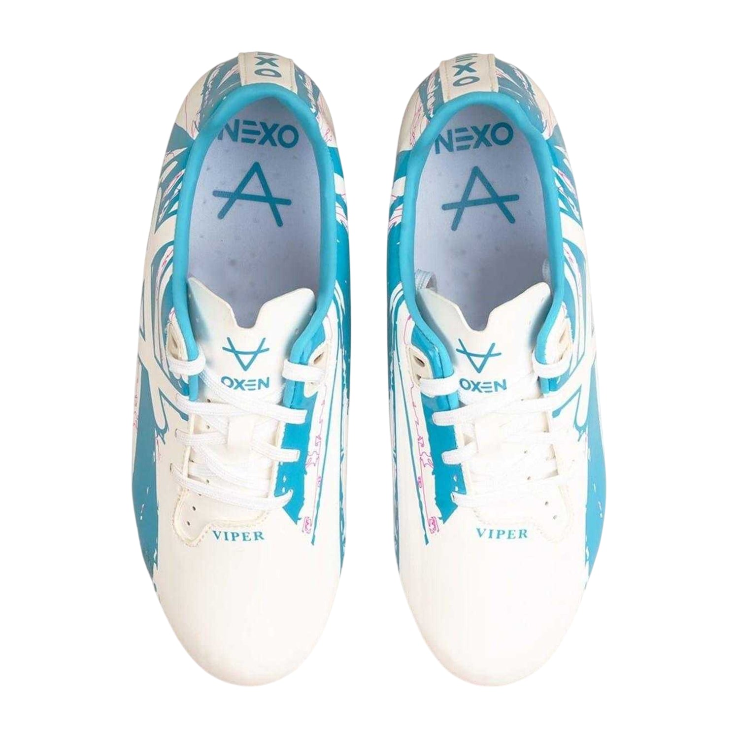Teal-Pink-White - Side - OXEN Mens Viper Elite Microfibre Football Boots