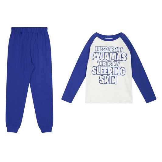 Blue-White - Front - Corporate Trade Supplies Childrens-Kids Sleeping Skin Long Pyjama Set