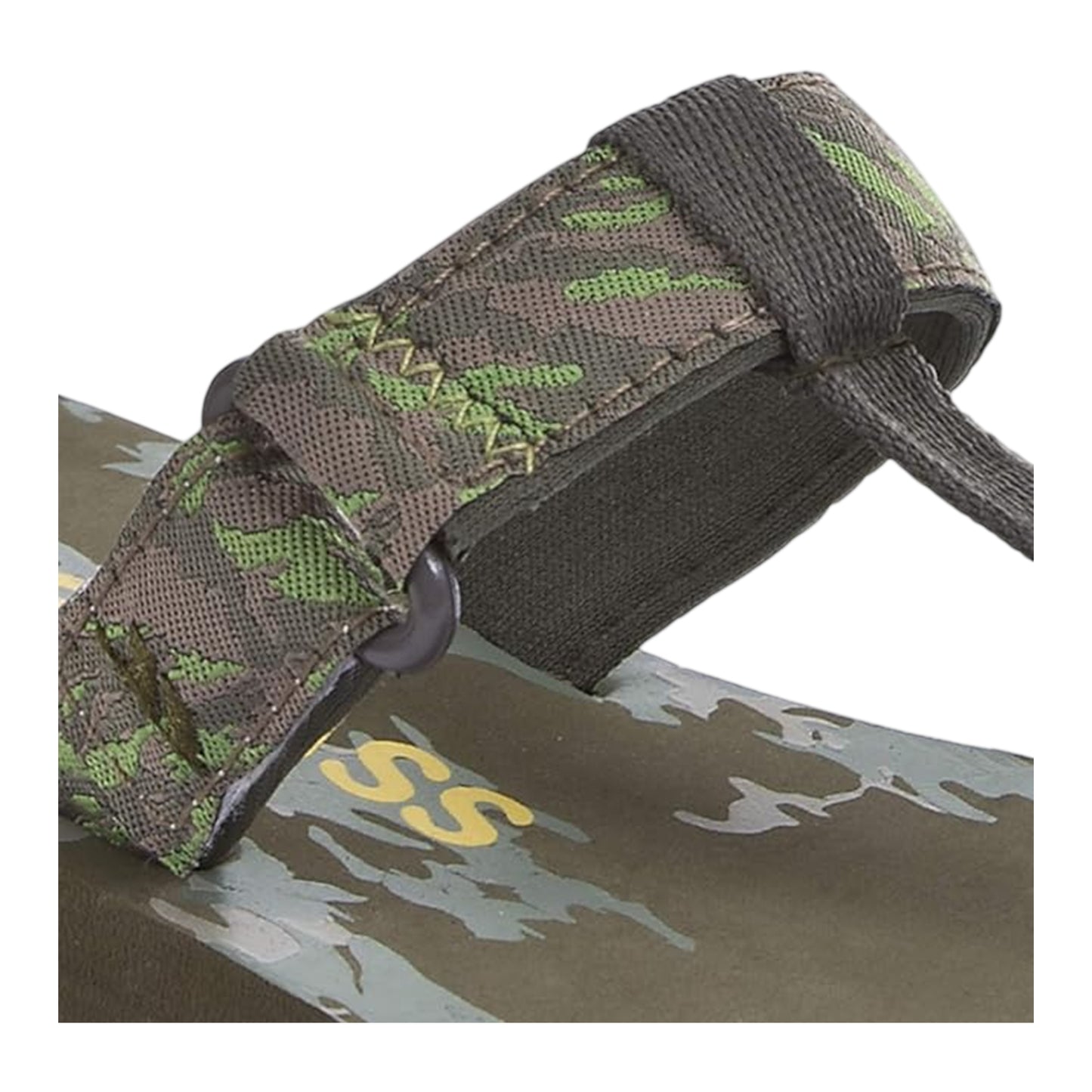 Khaki - Side - Trespass Childrens-Kids Camouflage Flip Flops