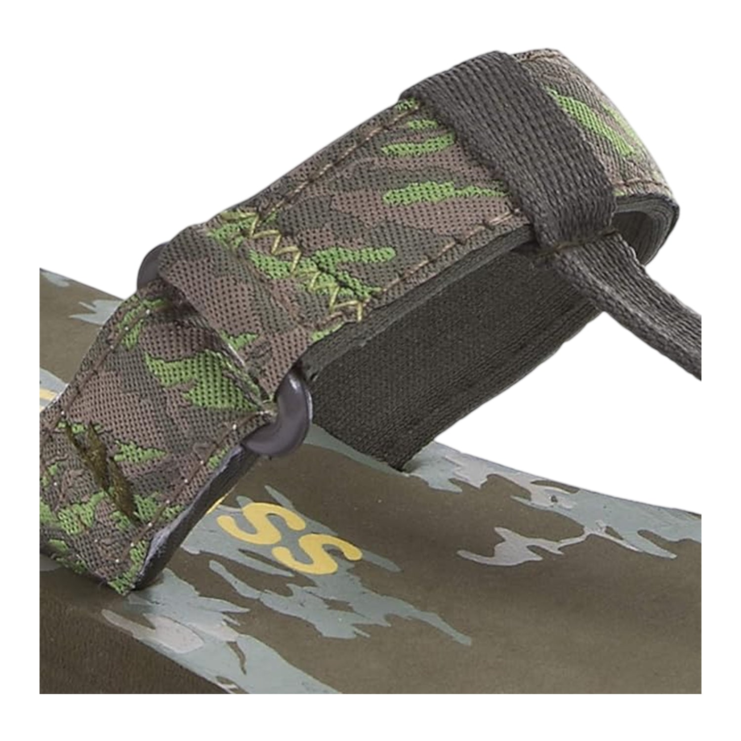 Khaki - Side - Trespass Childrens-Kids Camouflage Flip Flops