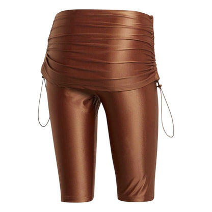 Timber - Back - Adidas Womens-Ladies Shiny Layered Slim Shorts