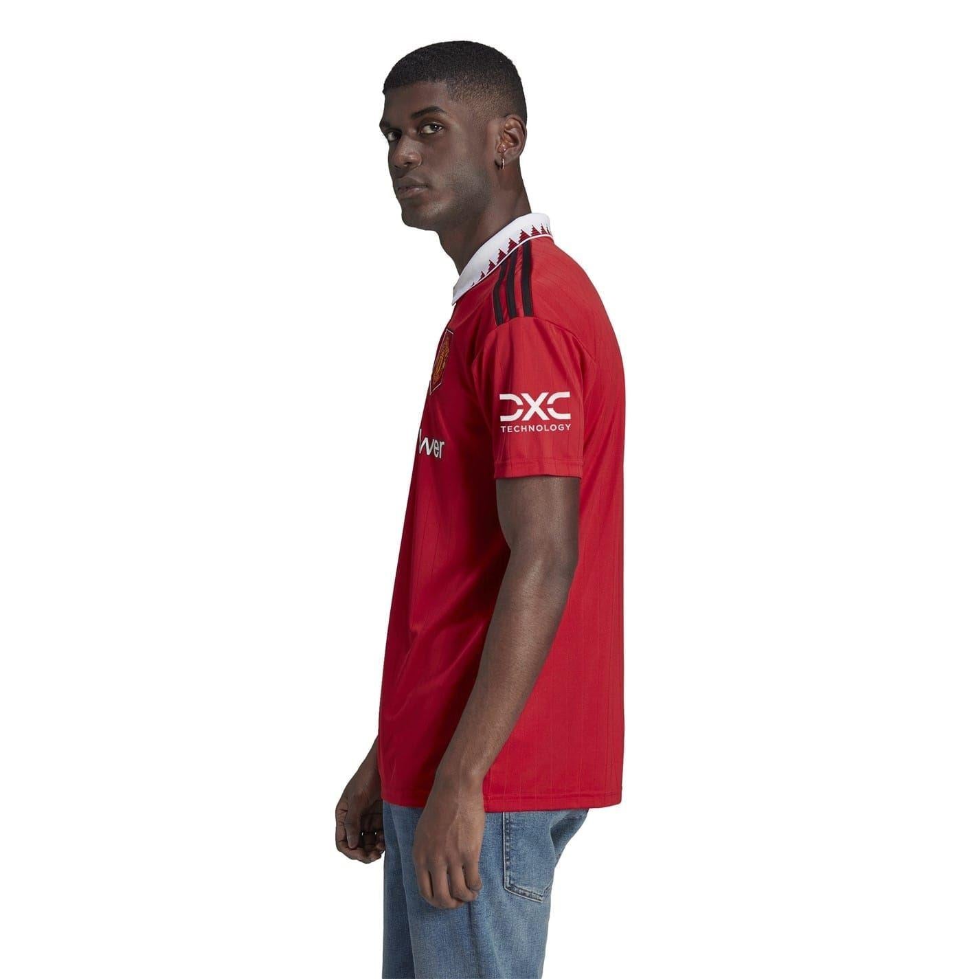 Red - Side - Adidas Mens 2022-23 Manchester United FC Home Shirt