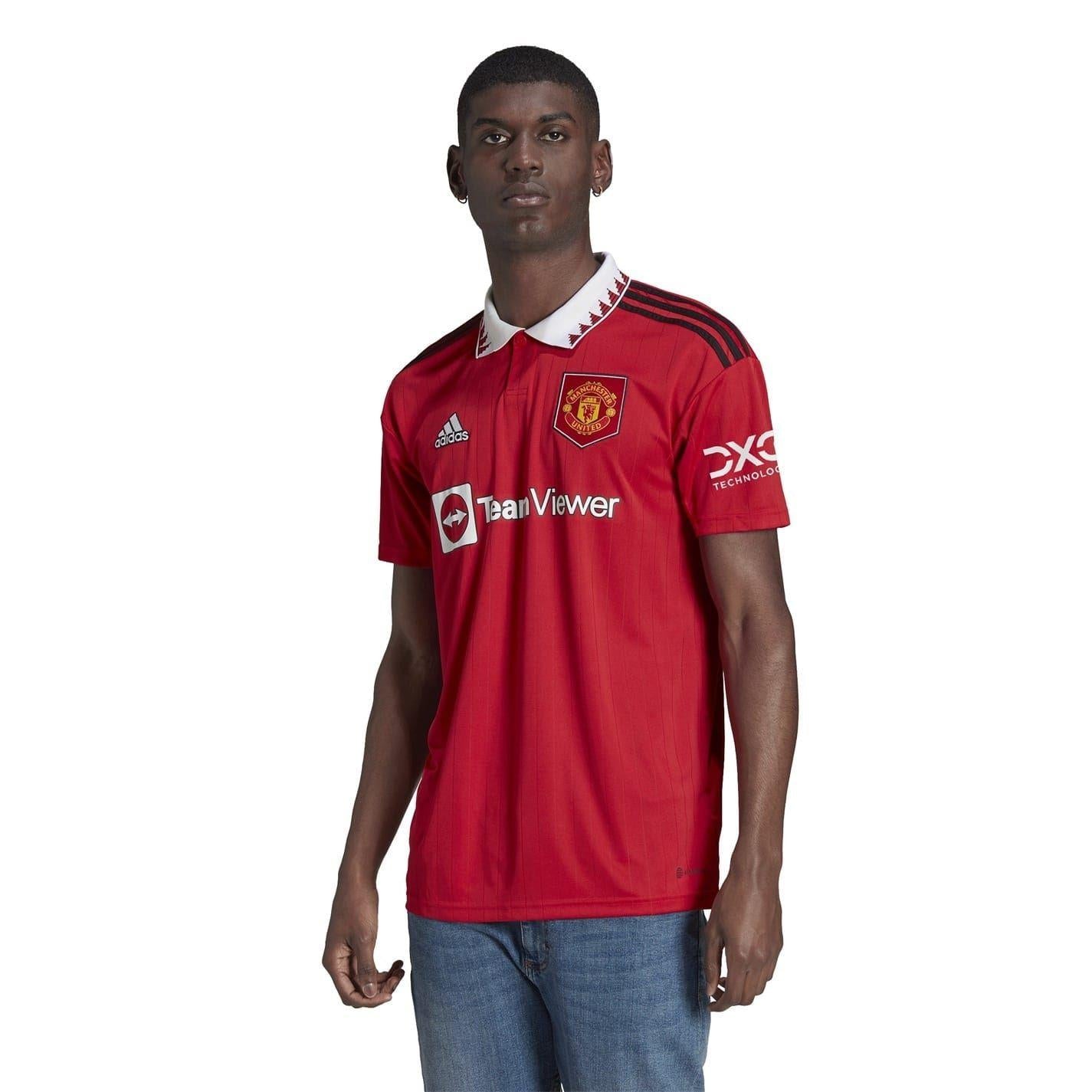 Red - Lifestyle - Adidas Mens 2022-23 Manchester United FC Home Shirt