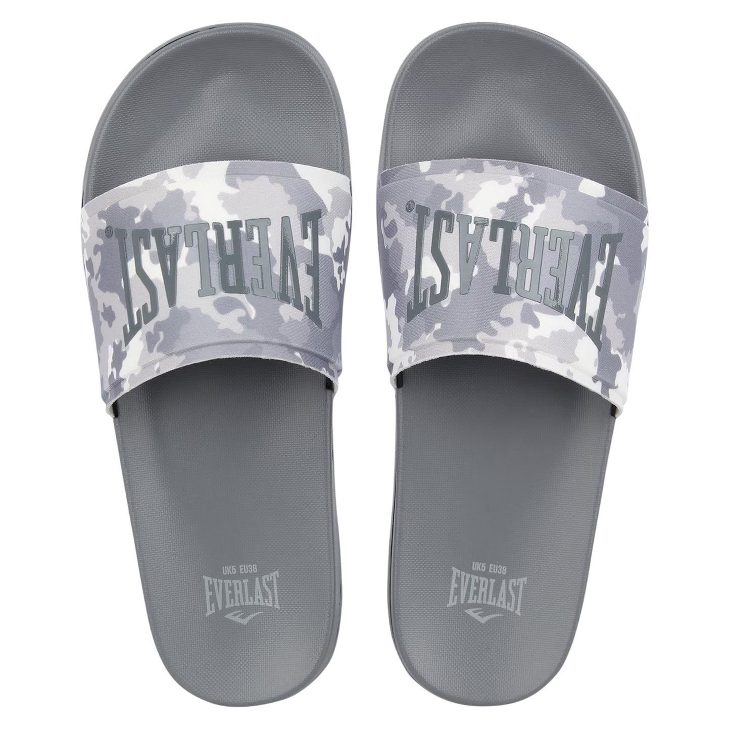 Grey - Side - Everlast Childrens-Kids Godan Camouflage Flat Sliders