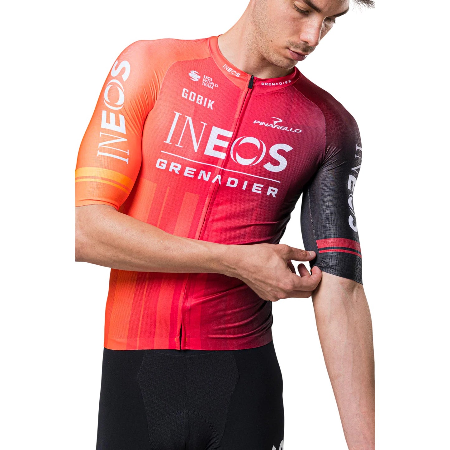 Red - Side - Castore Mens Full Zip Short-Sleeved Cycling Jersey