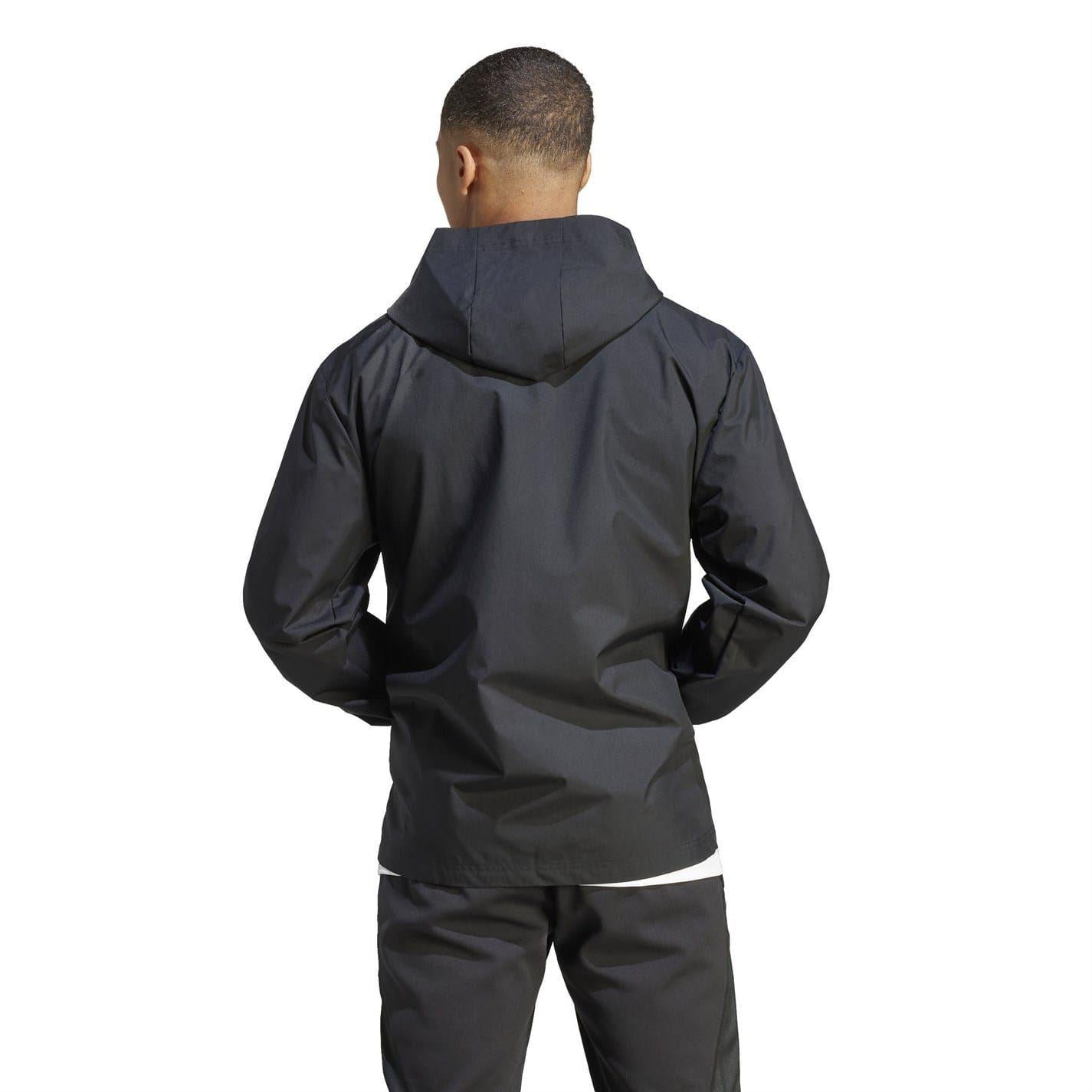 Black-White - Side - Adidas Mens Entrada 22 All Weather Jacket