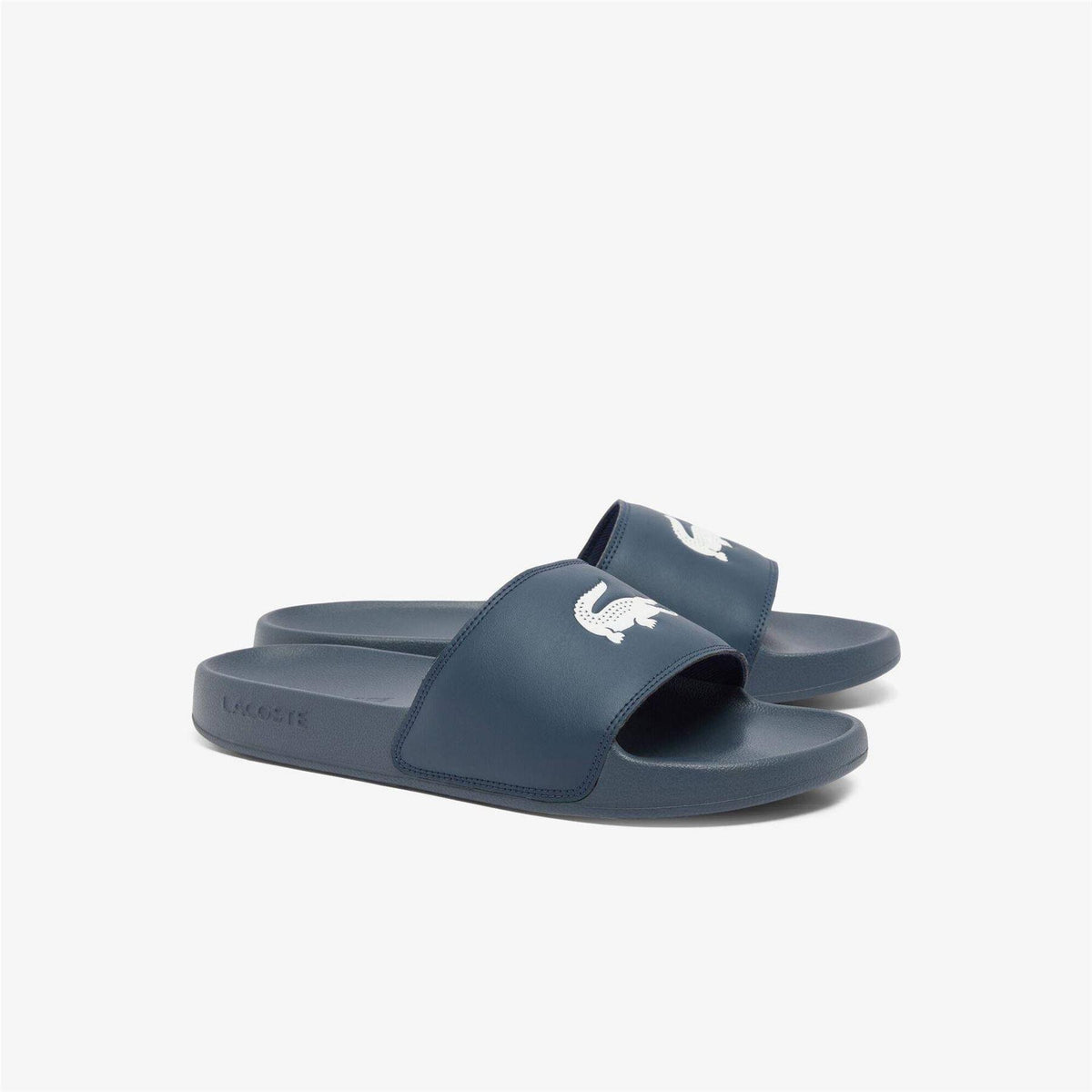 Navy-White - Front - Lacoste Mens Serve Sliders
