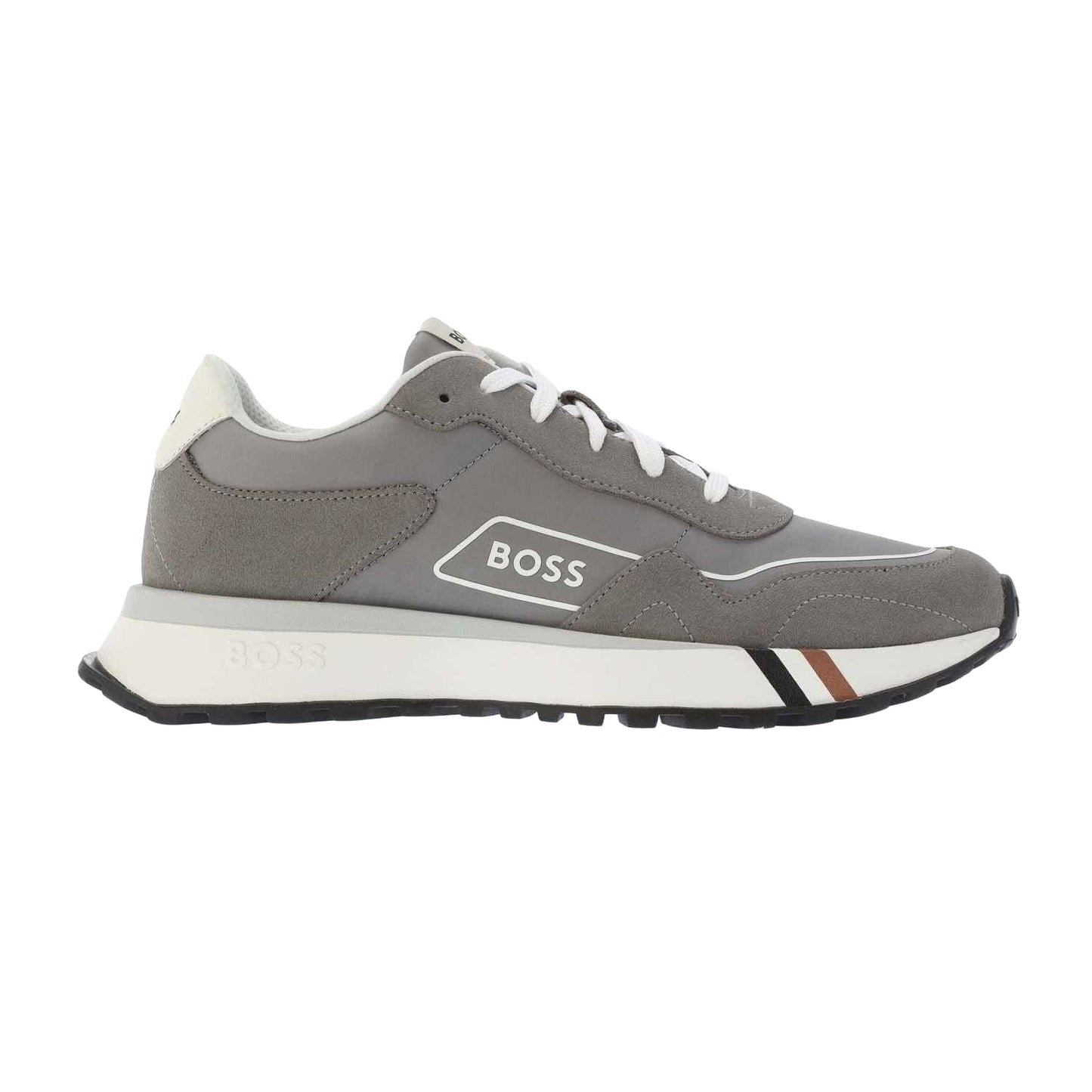 Grey - Side - Boss Mens Jonah Running Trainers