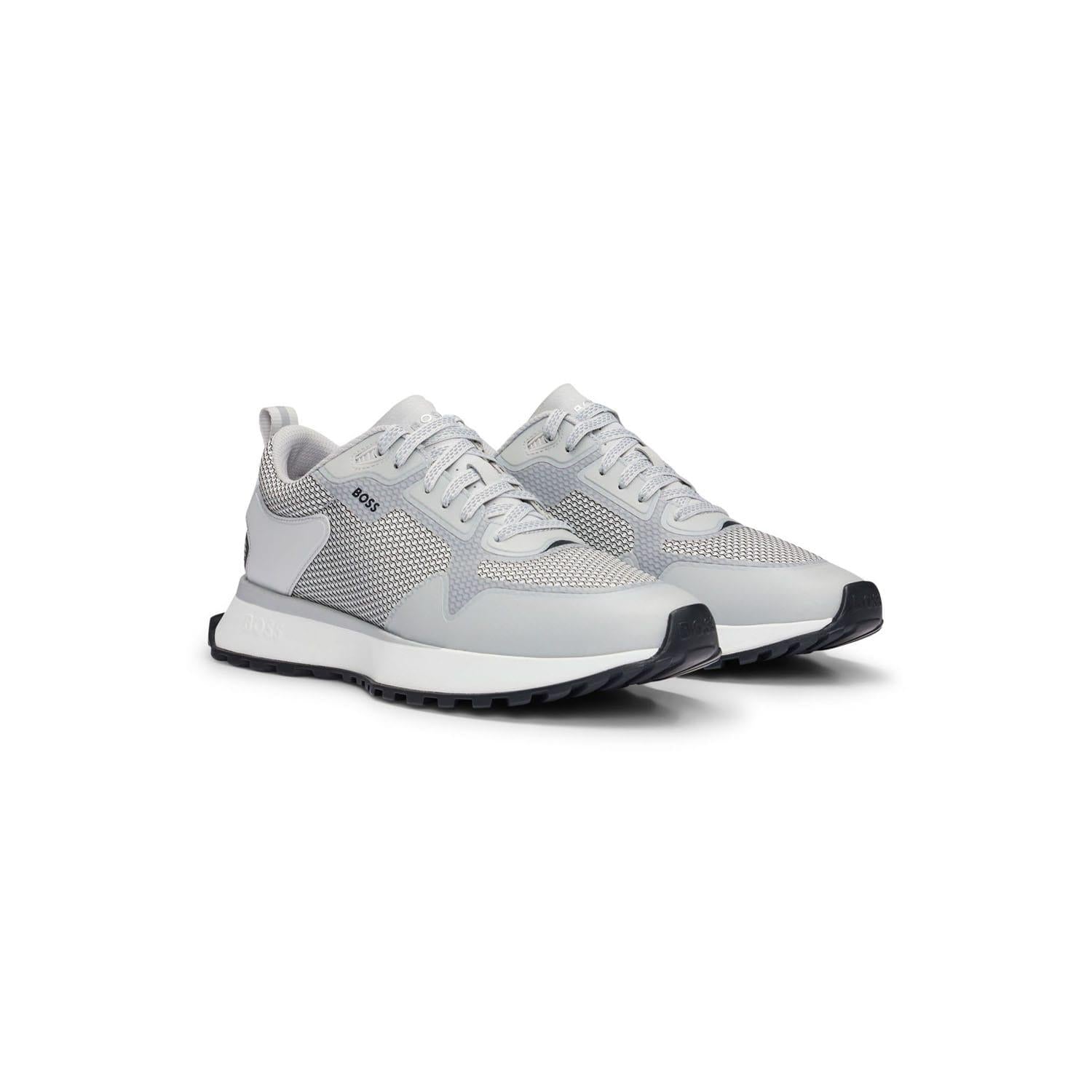 White-Grey - Side - Boss Mens Jonah Running Trainers