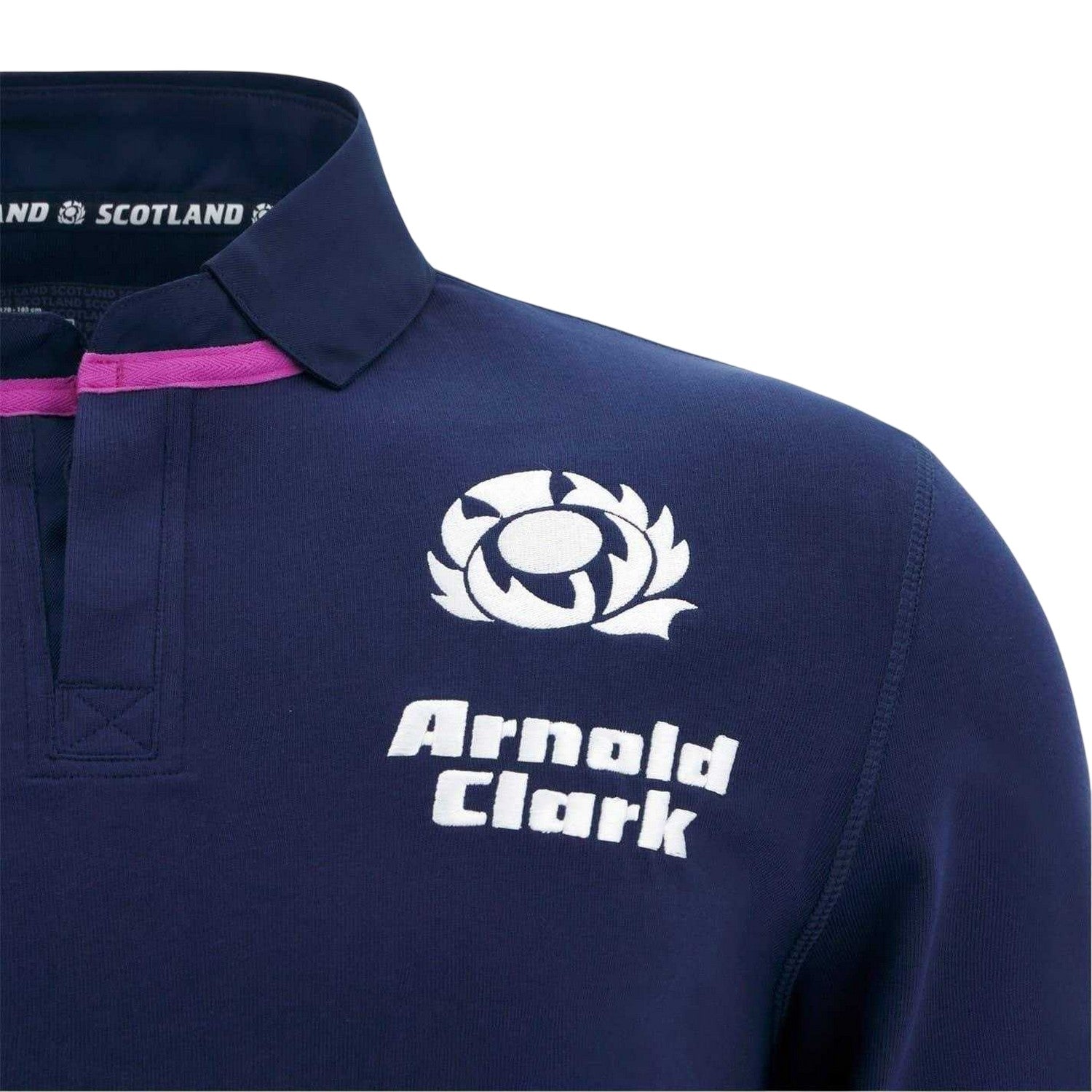 Navy - Side - Macron Childrens-Kids Scotland RU Cotton Rugby Shirt