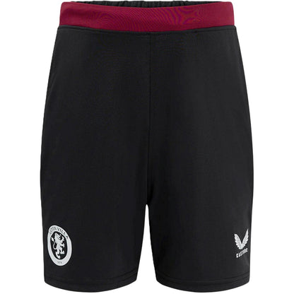 Black - Front - Castore Childrens-Kids Aston Villa FC Football Shorts
