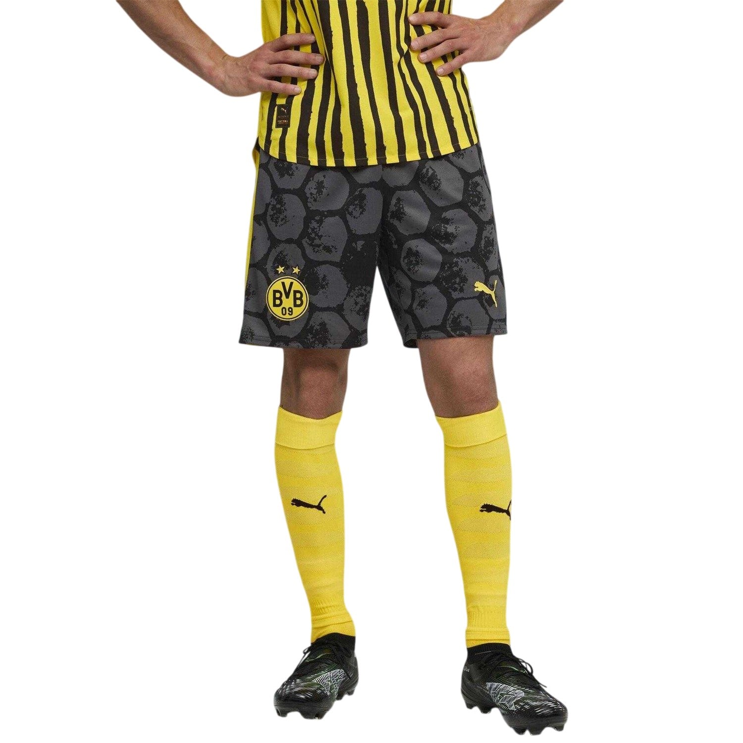 Black-Yellow - Side - Borussia Dortmund Unisex Adult 2025-26 Puma Football Shorts