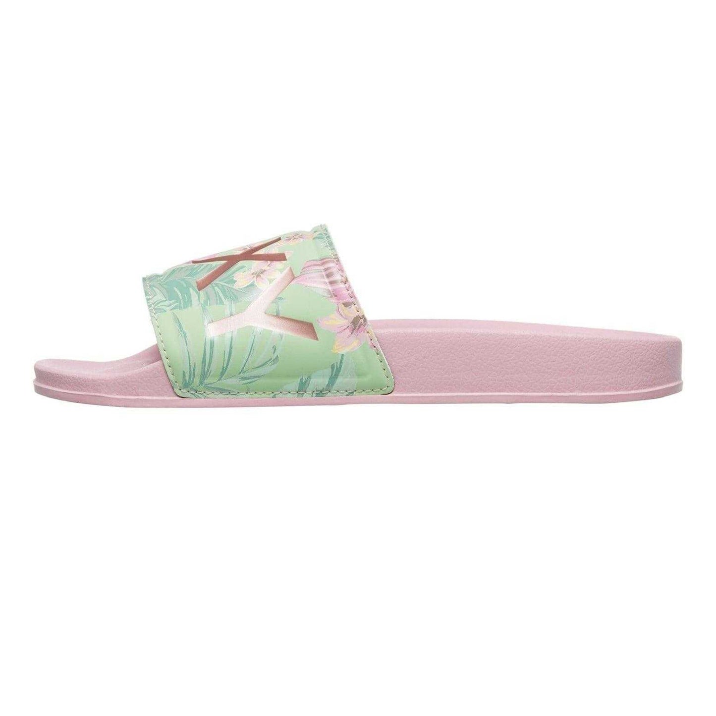 Green-Pink - Back - Roxy Womens-Ladies Slippy II Floral Slides