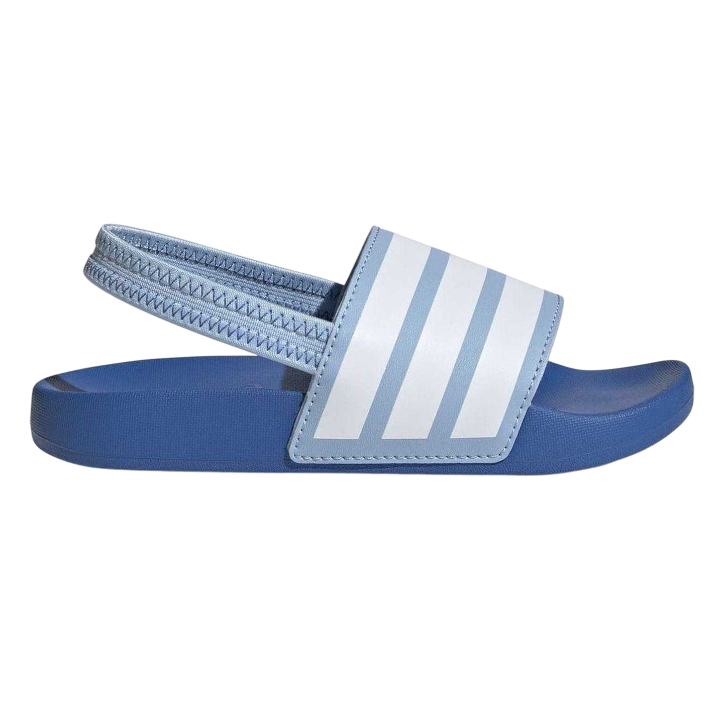 Sky - Front - Adidas Childrens-Kids Adilette 3 Stripes Elastic Slingback Flat Slides
