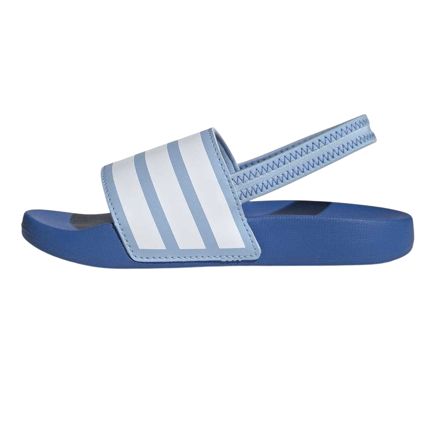Sky - Side - Adidas Childrens-Kids Adilette 3 Stripes Elastic Slingback Flat Slides