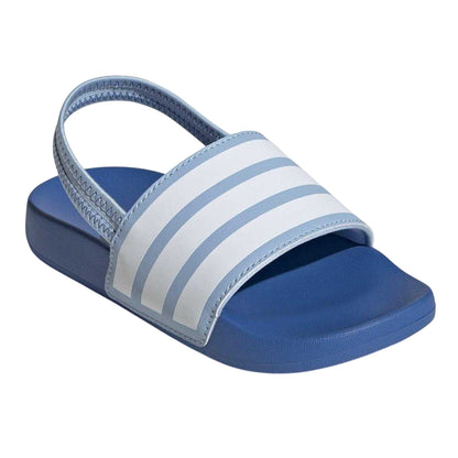 Sky - Pack Shot - Adidas Childrens-Kids Adilette 3 Stripes Elastic Slingback Flat Slides